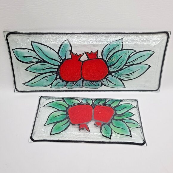 Andreas Meyer Israel Fused Glass Pomegranate Plates – Set of 2, Nahariya Israel - Picture 6 of 7